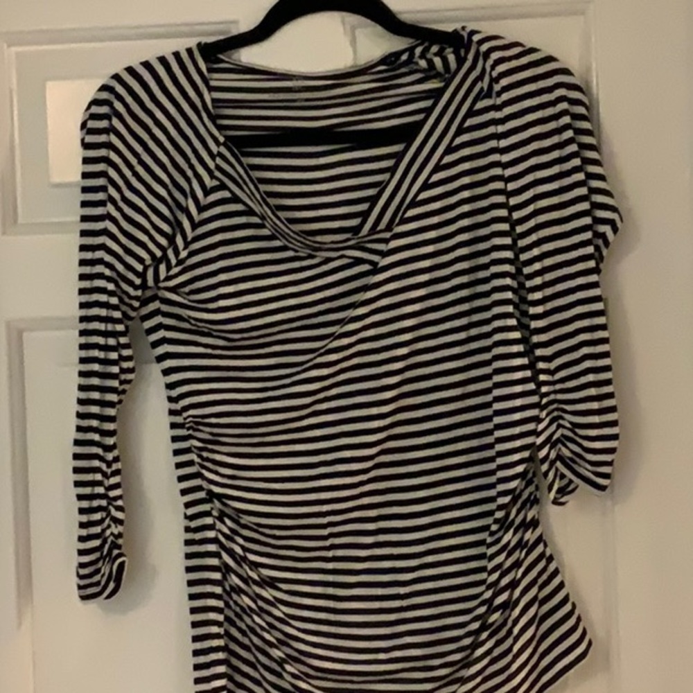 Navy and white v neck